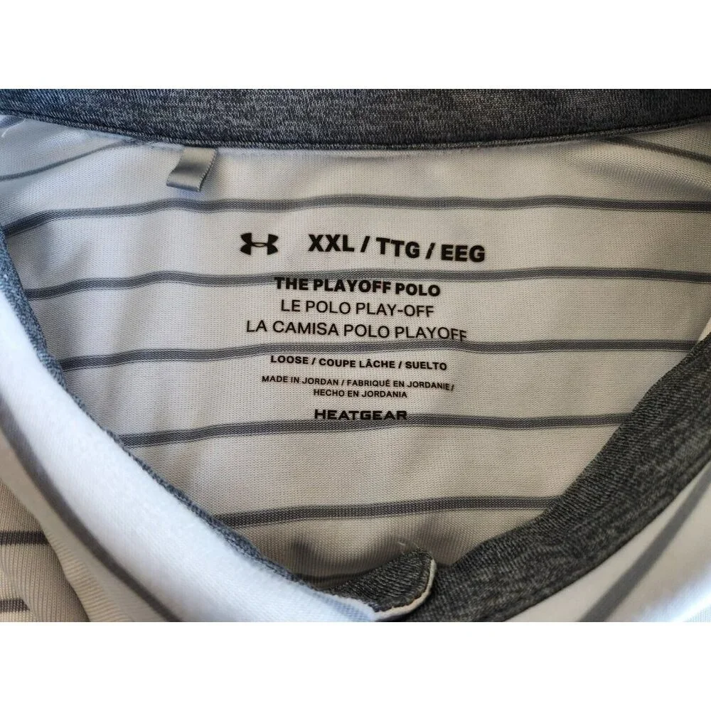 Under Armour Shirt Mens XXL White Gray Heatgear Playoff Polo Performance Stretch - Picture 4 of 4
